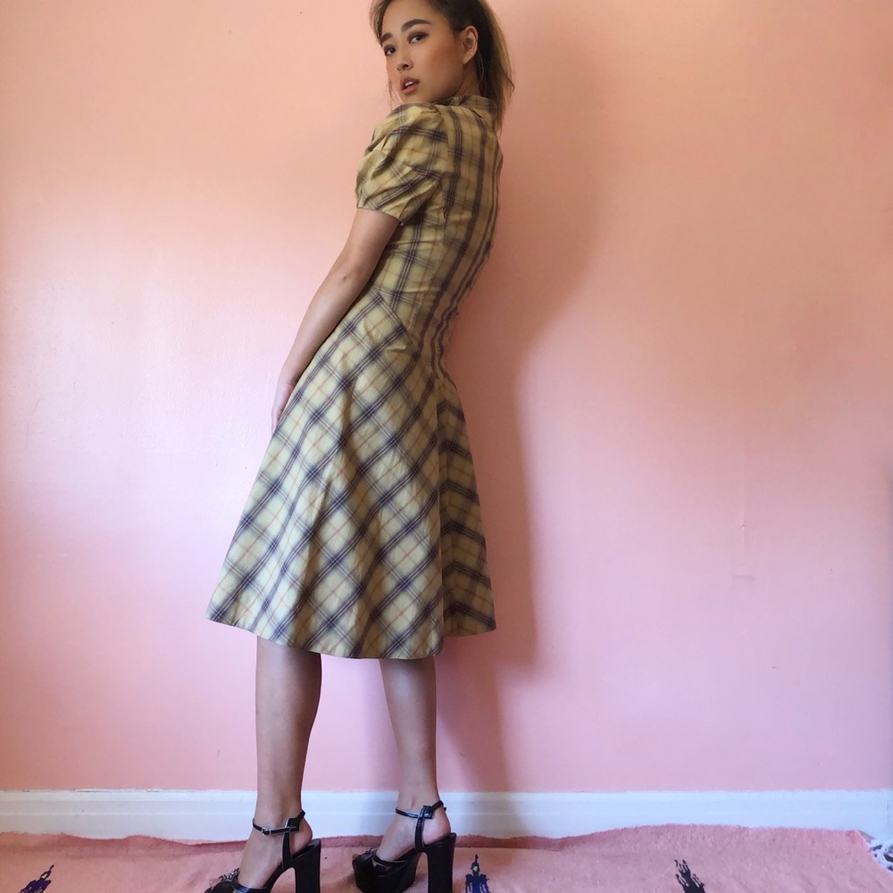 Alexander McQueen Mustard Tartan Plaid Dress - Picture 2 of 5